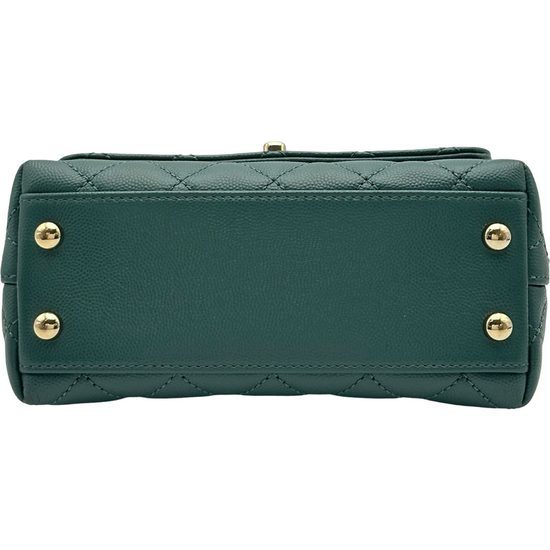シャネル CHANEL ココハンドルXXS AS2215 グリーン ゴールド金具