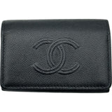 シャネル CHANEL ココマーク カードケース 30番台 ブラック シルバー金具 キャビアスキン ユニセックス カードケース