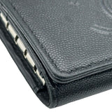 シャネル CHANEL ココマーク カードケース 30番台 ブラック シルバー金具 キャビアスキン ユニセックス カードケース