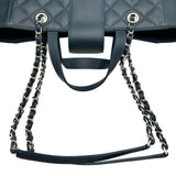 シャネル CHANEL ショッピングバッグ スモール A98664 24番台 ネイビー シルバー金具 キャビアスキン レディース ショルダーバッグ