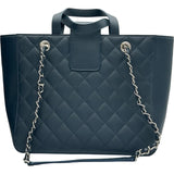 シャネル CHANEL ショッピングバッグ スモール A98664 24番台 ネイビー シルバー金具 キャビアスキン レディース ショルダーバッグ
