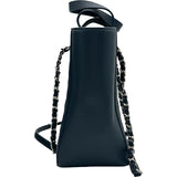 シャネル CHANEL ショッピングバッグ スモール A98664 24番台 ネイビー シルバー金具 キャビアスキン レディース ショルダーバッグ