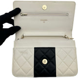 シャネル CHANEL チェーンウォレット AP0250 ホワイト/ブラック/ゴールド金具 ラムスキン レディース ウォレットチェーン