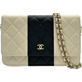 シャネル CHANEL チェーンウォレット AP0250 ホワイト/ブラック/ゴールド金具 ラムスキン レディース ウォレットチェーン