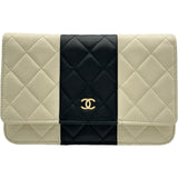 シャネル CHANEL チェーンウォレット AP0250 ホワイト/ブラック/ゴールド金具 ラムスキン レディース ウォレットチェーン