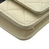 シャネル CHANEL チェーンウォレット AP0250 ホワイト/ブラック/ゴールド金具 ラムスキン レディース ウォレットチェーン
