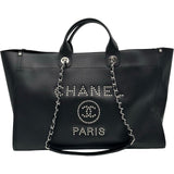 シャネル CHANEL ドーヴィルショッピングバッグ A57067 25番台 ブラック シルバー金具 キャビアスキン レディース トートバッグ