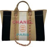 シャネル CHANEL ドーヴィルショッピング ラージ A93786 29番台 ベージュ/ブラック ゴールド金具 ラフィア レディース トートバッグ
