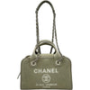シャネル CHANEL ドーヴィル ボーリングバッグ A92749 グレージュ シルバー金具 キャンバス レディース ショルダーバッグ