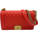 シャネル CHANEL ボーイシャネル25 A67086 23番台 レッド ゴールド金具 ラムスキン レディース ショルダーバッグ