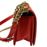 シャネル CHANEL ボーイシャネル25 A67086 23番台 レッド ゴールド金具 ラムスキン レディース ショルダーバッグ