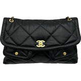 シャネル CHANEL マキシフラップショルダーバッグ AS5740 ブラック/ゴールド金具 ラムスキン レディース ショルダーバッグ