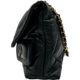 シャネル CHANEL マキシフラップショルダーバッグ AS5740 ブラック/ゴールド金具 ラムスキン レディース ショルダーバッグ