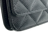 シャネル CHANEL マトラッセチェーンウォレット A33814 22番台 ブラック シルバー金具 キャビアスキン レディース ショルダーバッグ