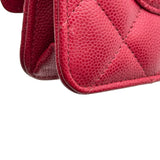シャネル CHANEL マトラッセチェーンウォレット A33814 26番台 レッド シルバー金具 キャビアスキン レディース ショルダーバッグ