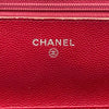 シャネル CHANEL マトラッセチェーンウォレット A33814 26番台 レッド シルバー金具 キャビアスキン レディース ショルダーバッグ