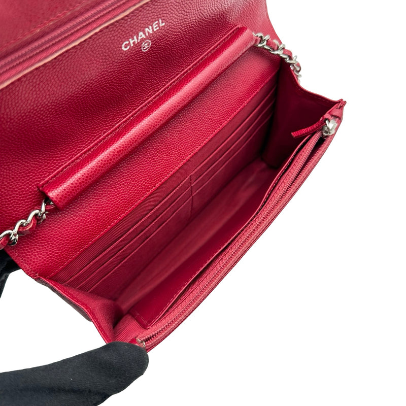 シャネル CHANEL マトラッセチェーンウォレット A33814 26番台 レッド