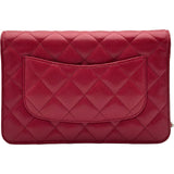 シャネル CHANEL マトラッセチェーンウォレット A33814 26番台 レッド シルバー金具 キャビアスキン レディース ショルダーバッグ