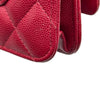 シャネル CHANEL マトラッセチェーンウォレット A33814 26番台 レッド シルバー金具 キャビアスキン レディース ショルダーバッグ
