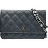 シャネル CHANEL マトラッセチェーンウォレット A33814 19番台 ブラック シルバー金具 キャビアスキン レディース ショルダーバッグ