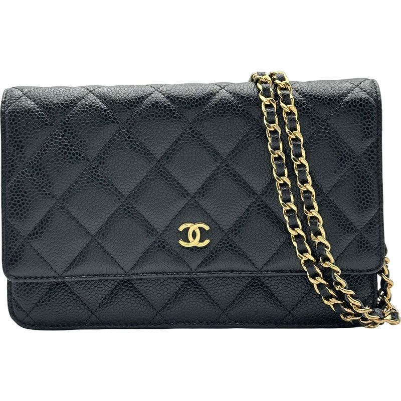 CHANEL キャビアレザー マトラッセ チェーンウォレット ブラック シャネル CHANEL マトラッセ チェーンウォレット A33814 26番台