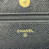 シャネル CHANEL マトラッセチェーンウォレット ブラック キャビアスキン レディース ショルダーバッグ