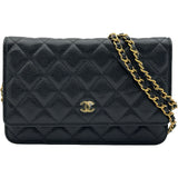 シャネル CHANEL マトラッセチェーンウォレット ブラック キャビアスキン レディース ショルダーバッグ