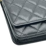 シャネル CHANEL マトラッセチェーンウォレット ブラック キャビアスキン レディース ショルダーバッグ