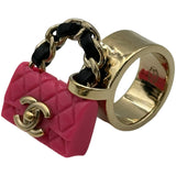 シャネル CHANEL マトラッセバッグリング ゴールド/ピンク メタル アクセサリー