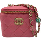 シャネル CHANEL マトラッセミニバニティ ピンク ゴールド金具 ラムスキン レディース ショルダーバッグ