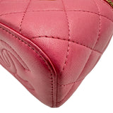 シャネル CHANEL マトラッセミニバニティ ピンク ゴールド金具 ラムスキン レディース ショルダーバッグ