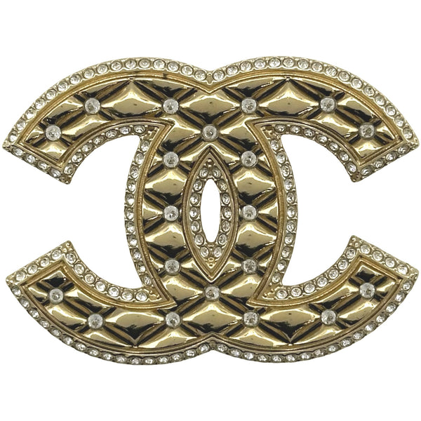 今日限定価格‼️CHANEL ラインストーン ゴールド【刻印あり】 シャネル CHANEL ラインストーンブローチ ゴールド メタル/ライン