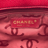 シャネル CHANEL ワイルドステッチハンド 9番台 レッド ゴールド金具 キャビアスキン レディース ハンドバッグ