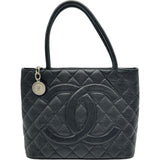 シャネル CHANEL 復刻トート A01804 6番台 ブラック シルバー金具 キャビア レディース トートバッグ