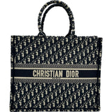 クリスチャン・ディオール Christian Dior ブックトートラージ ネイビー キャンバス レディース トートバッグ