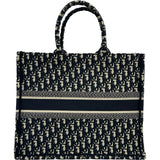 クリスチャン・ディオール Christian Dior ブックトートラージ ネイビー キャンバス レディース トートバッグ