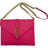 サンローラン SAINT LAURENT カサンドラチェーンショルダー 354489 ピンク レザー レディース ショルダーバッグ