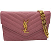 サンローラン SAINT LAURENT チェーンウォレット 393953 ピンク キャビアスキン レディース ショルダーバッグ