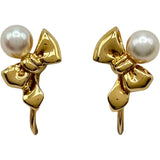 ミキモト MIKIMOTO リボンイヤリング ゴールド K18 パール ジュエリー