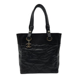 シャネル CHANEL パリビアリッツトートPM A34208 17番台 ブラック コーティングキャンバス レディース トートバッグ