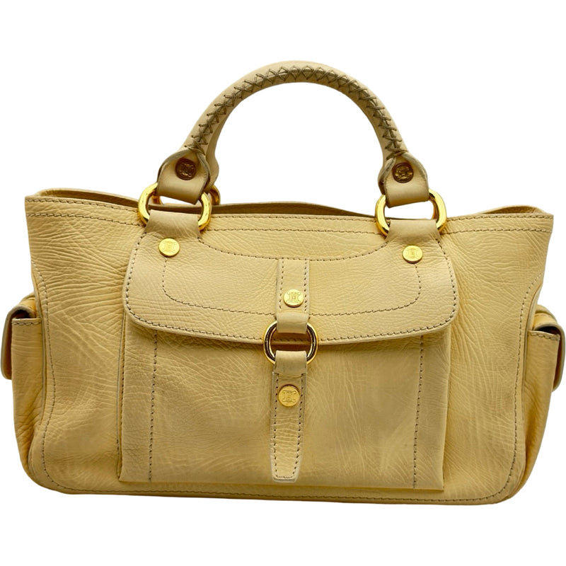 CELINE ブギー バック レザー ハンドバッグ大容量 セリーヌ CELINE ブギーバッグ 134023TST-010N クリーム レザー