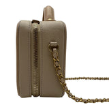 シャネル CHANEL CCフィリグリースモールヴァニティバッグ A93342 27番台 ベージュ ゴールド金具 キャビアスキン レディース ショルダーバッグ