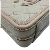 シャネル CHANEL CCフィリグリースモールヴァニティバッグ A93342 27番台 ベージュ ゴールド金具 キャビアスキン レディース ショルダーバッグ