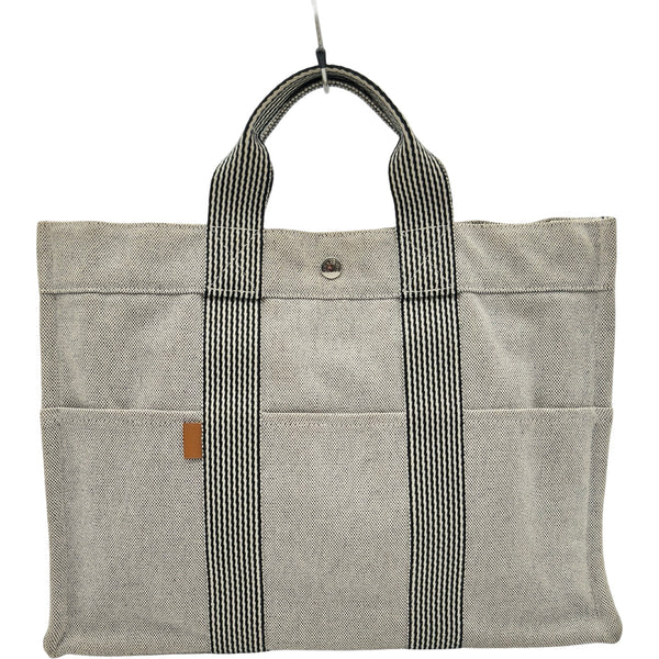 HERMES フールトゥ トートバッグ グレー エルメス HERMES ニューフールトゥMM グレー キャンバス ユニセックス