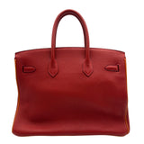 エルメス HERMES バーキン35 バイカラー □I刻 ルージュガランス/オレンジ シルバー金具 トゴ レディース ハンドバッグ