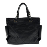 シャネル CHANEL パリビアリッツトートGM A34210 11番台 ブラック シルバー金具 コーティングキャンバス/レザー レディース トートバッグ
