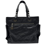 シャネル CHANEL パリビアリッツトートGM A34210 11番台 ブラック シルバー金具 コーティングキャンバス/レザー レディース トートバッグ