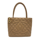 シャネル CHANEL 復刻トート A01804 8番台 ベージュ ゴールド金具 キャビアスキン レディース トートバッグ