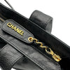 シャネル CHANEL ロゴマーク トートバッグ 5番台 ブラック ゴールド金具 カーフ レディース ショルダーバッグ