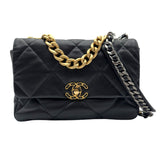 シャネル CHANEL CHANEL19 ラージバッグ AS1161 ブラック ゴールド/シルバー金具 シャイニーラムスキン レディース ショルダーバッグ